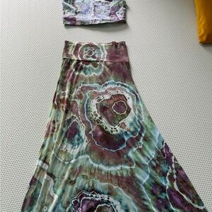 Hand Dyed Maxi Skirt and Whale Top
